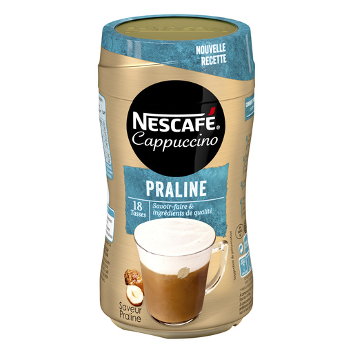 NESCAFE Cappuccino Praline Café soluble Boîte de 279g Croquons la vie