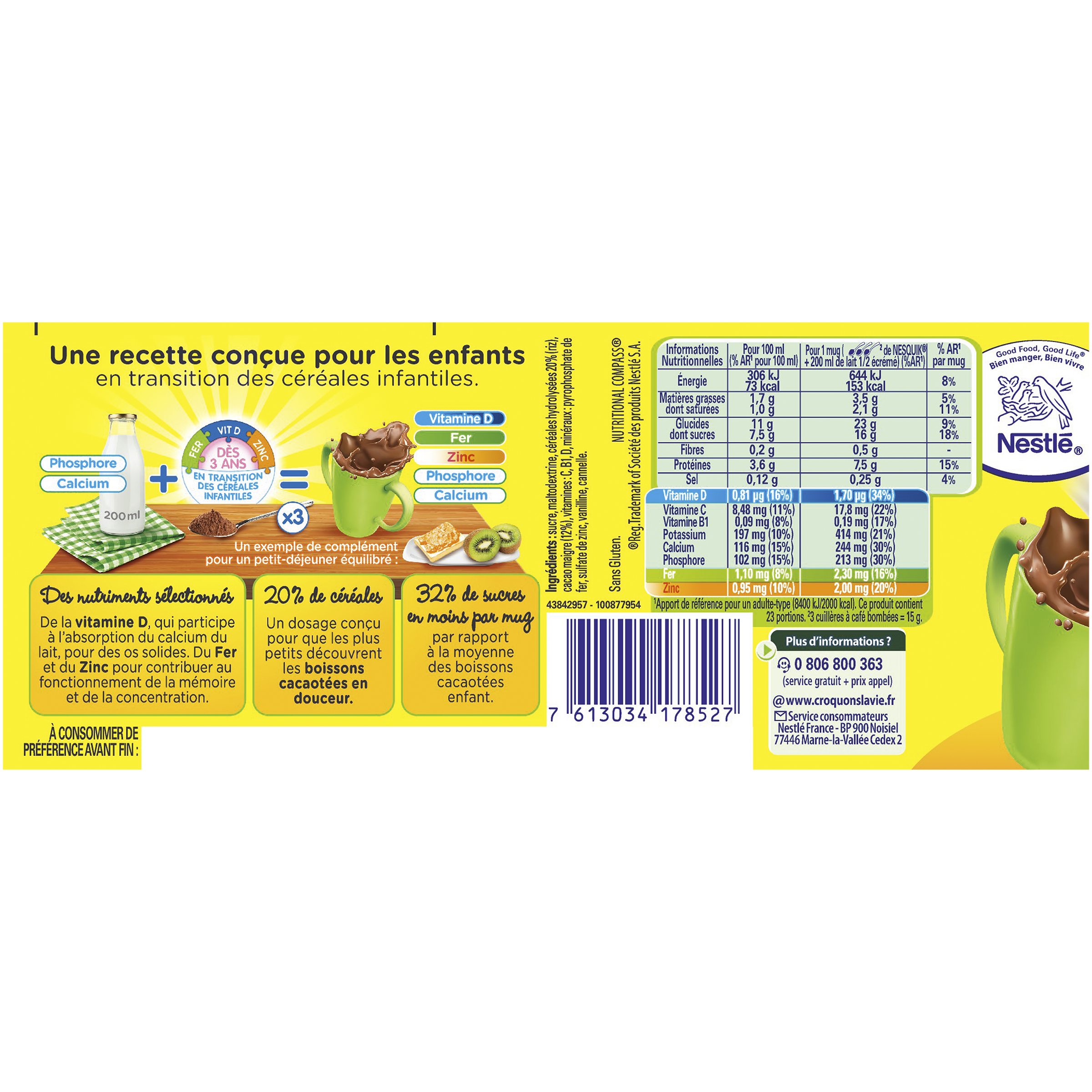 Mon 1er Nesquik Poudre Cacaotee Boite 350g