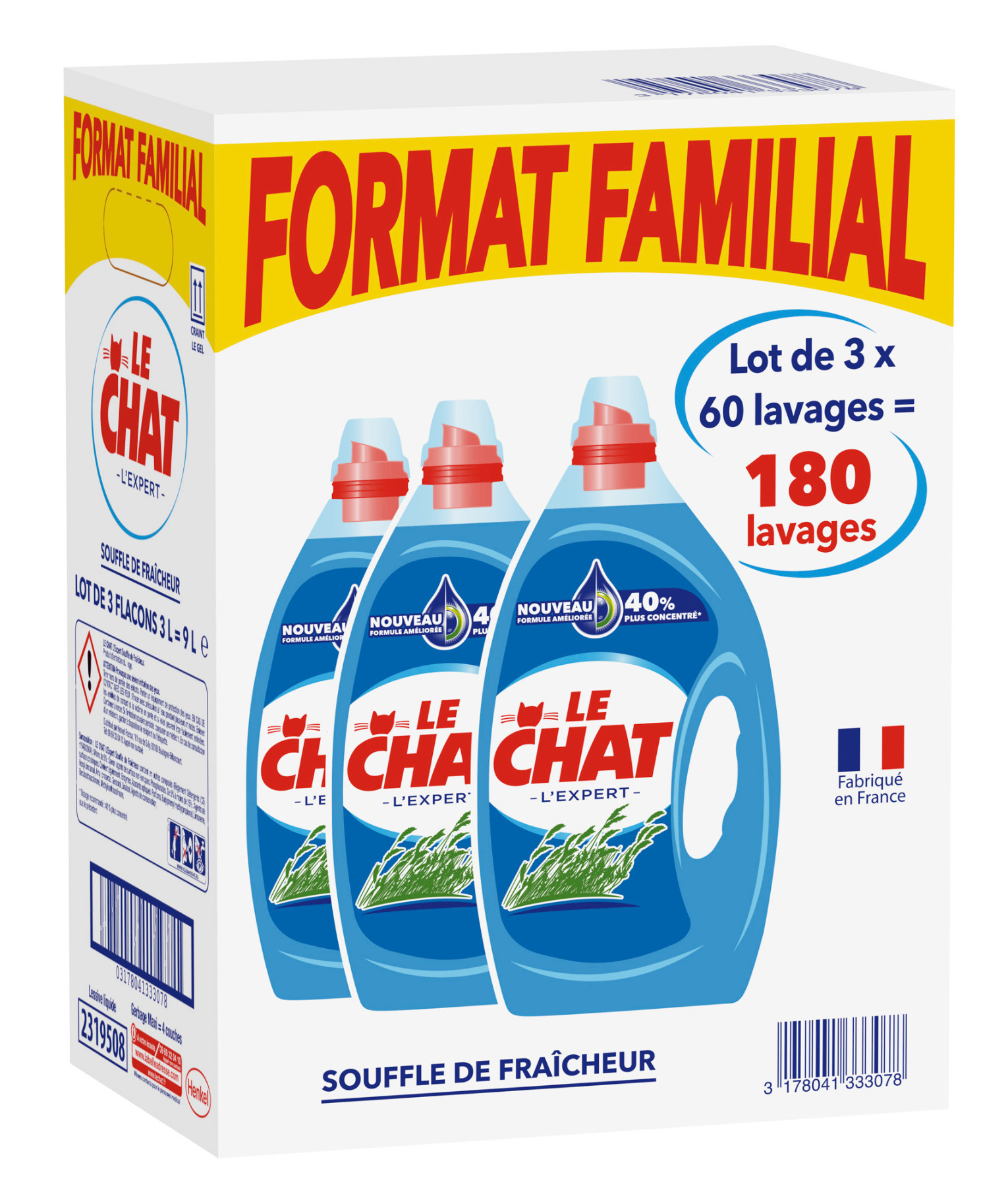 Le Chat Souffle de fraîcheur 3x3L - 180 lavages Le Chat Souffle de fraîcheur 3x3L - 180 lavages,LE CHAT,