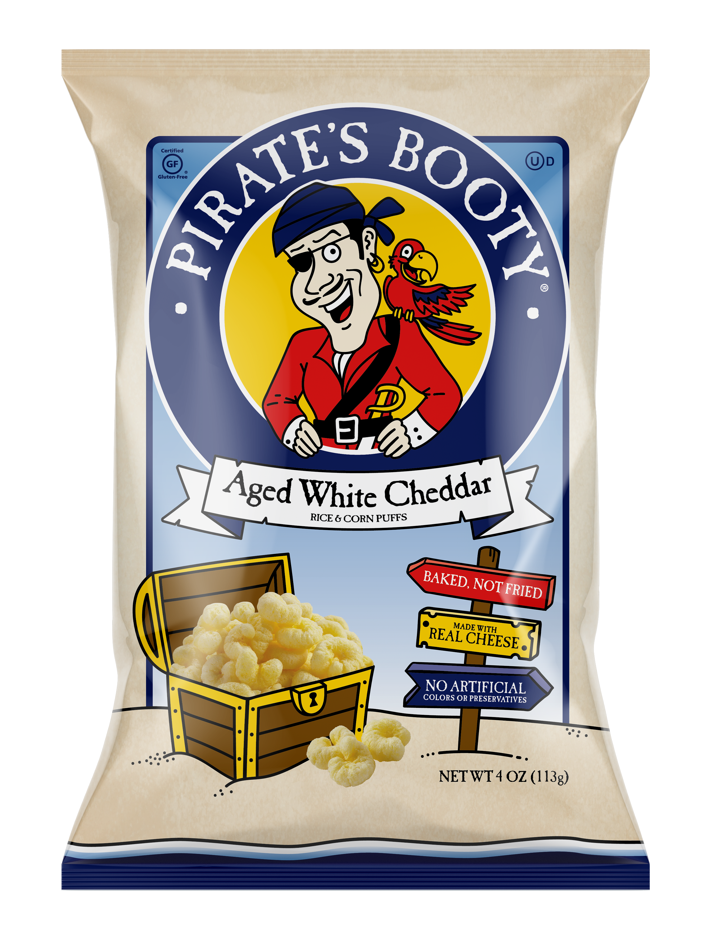 Pirate's Booty Aged White Cheddar Rice & Corn Puffs - 4oz bag