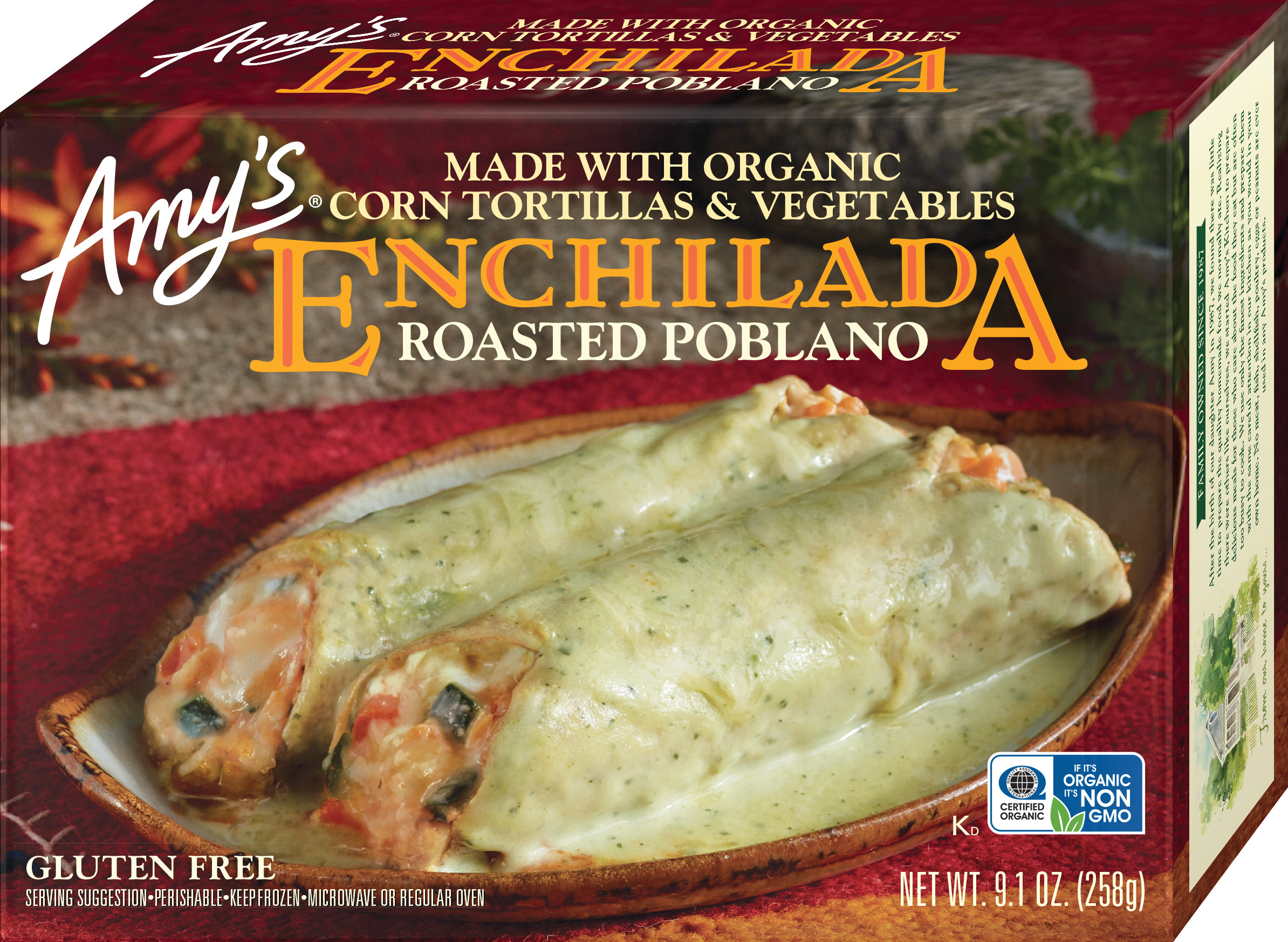 Roasted Poblano Enchilada Made With Organic Corn Tortillas & Vegetables