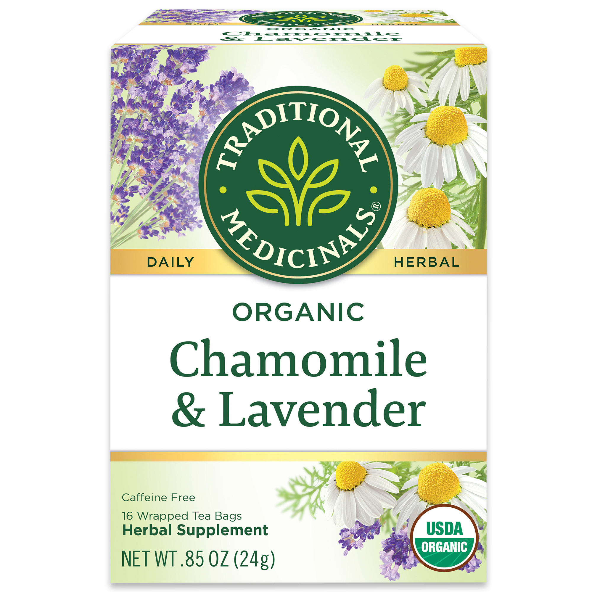 Traditional Medicinals Organic Tea Bags Chamomile with Lavender Herbal Supplement