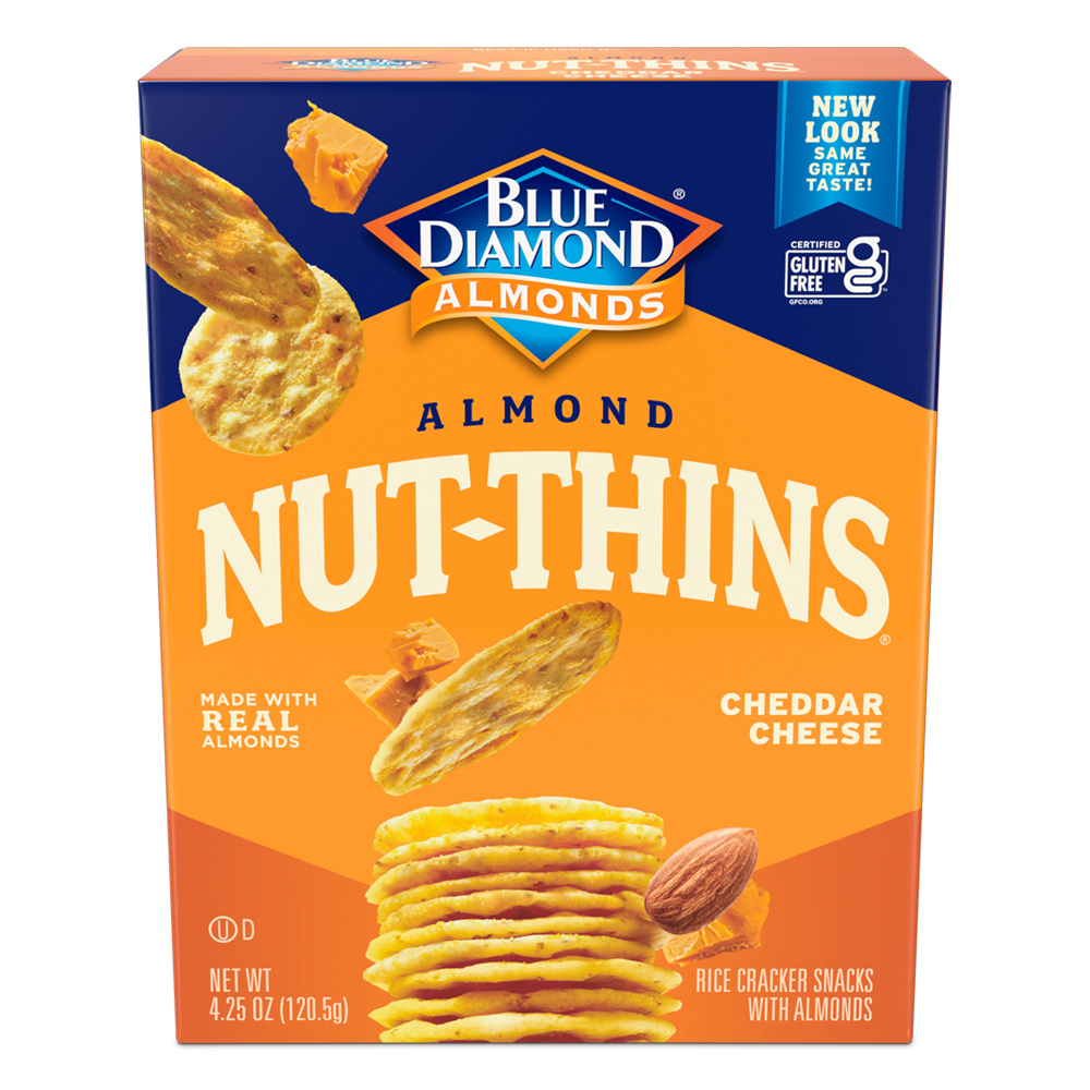 Cheddar Cheese Rice Cracker Snacks with Almonds