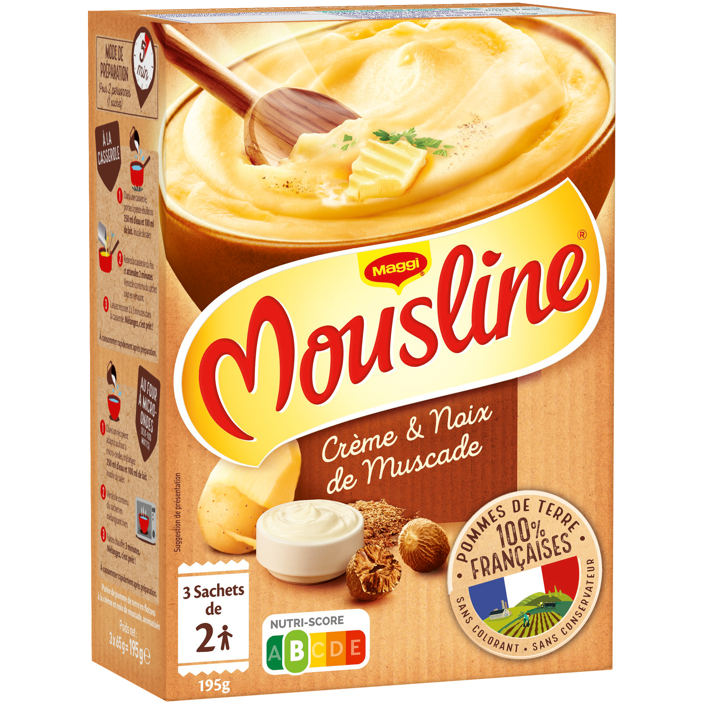 Mousline Puree Saveur A L Ancienne Creme Muscade 4 Sachets 4 Pers