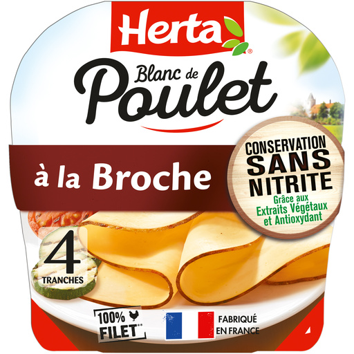 HERTA Blanc Poulet Broche sans nitrite x4 120g Croquons la vie