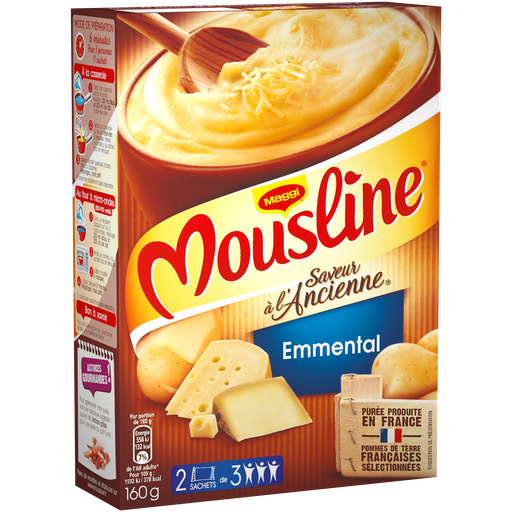 MOUSLINE Purée Saveur à l'Ancienne Emmental 2 sachets pour 3 pers.