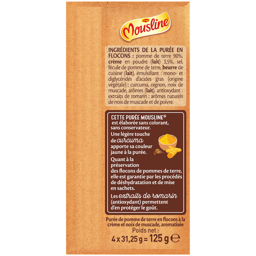MOUSLINE Purée Crème Muscade Format Individuel (4x31,25g)