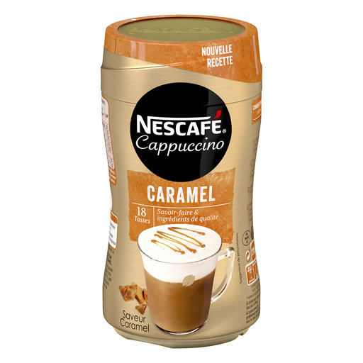 NESCAFE Cappuccino caramel, café Soluble,Boîte de 306g