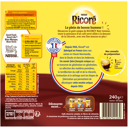 RICORE noir Intense, Boîte de 240g | Croquons La Vie RICORE noir Intense, Boîte de 240g | Croquons La Vie