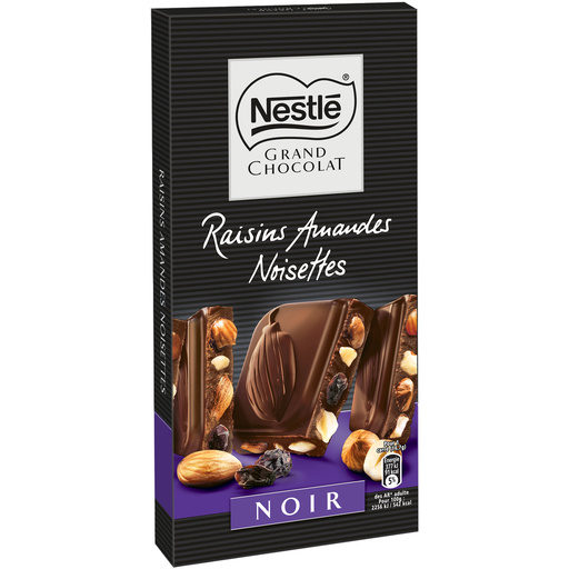 NESTLE GRAND CHOCOLAT Chocolat Noir Raisins Amandes Noisettes 200g