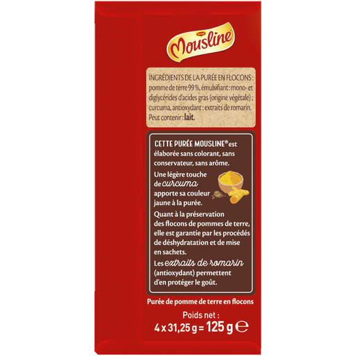 MOUSLINE Purée Nature Format Individuel (4x31,25g) | Croquons la vie