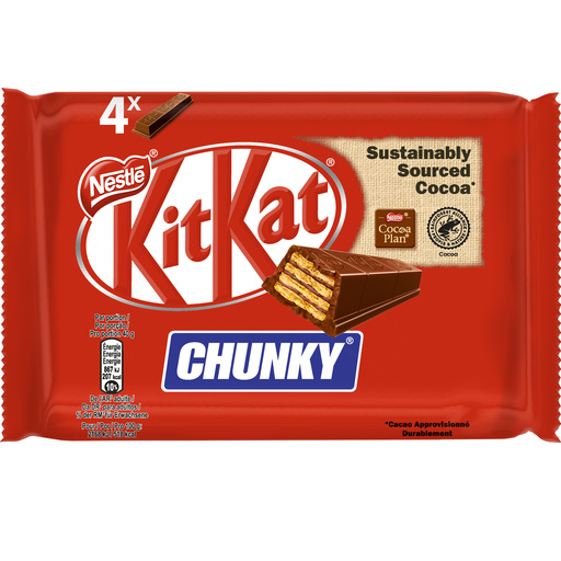 KITKAT Chunky Barre au chocolat au lait, 40g en lot de 4