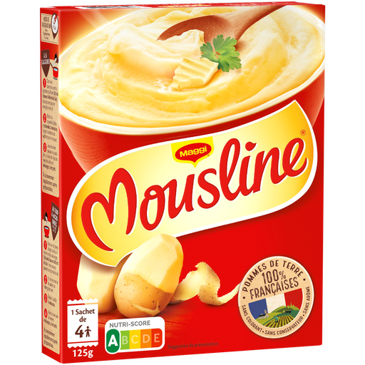 MOUSLINE Purée Nature, 1 sachet pour 4 personnes (1x125g)